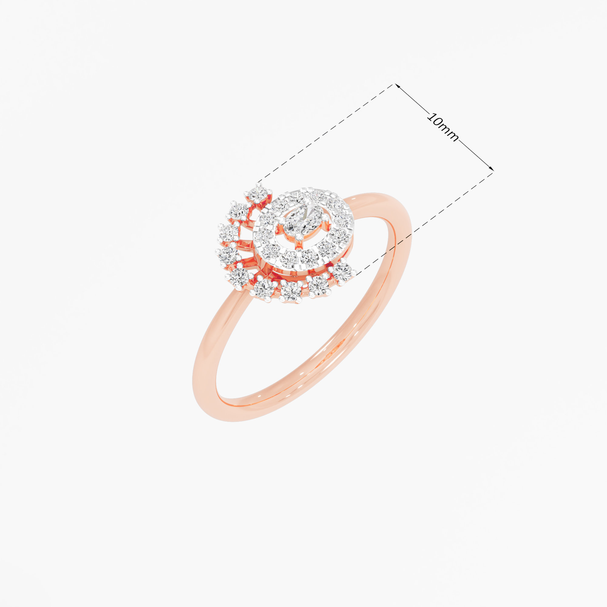Sunburst Halo Diamond Ring in 9KT Rose Gold (Diamond Quality: FG-VVS VS)