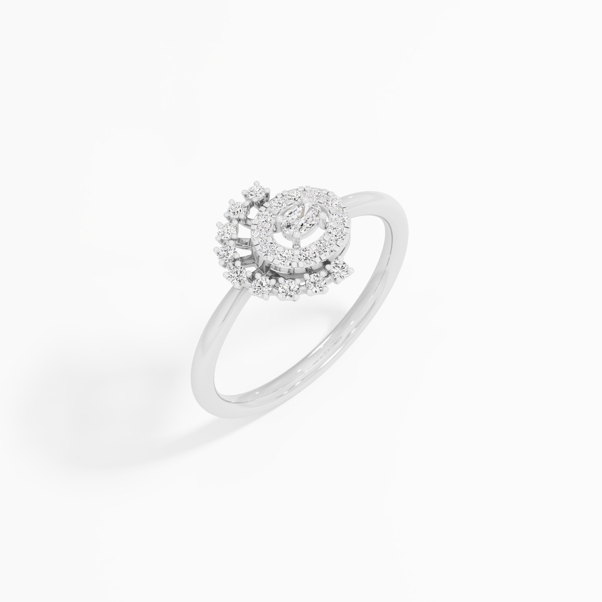 Sunburst Halo Diamond Ring in 9KT White Gold (Diamond Quality: FG-VVS VS)