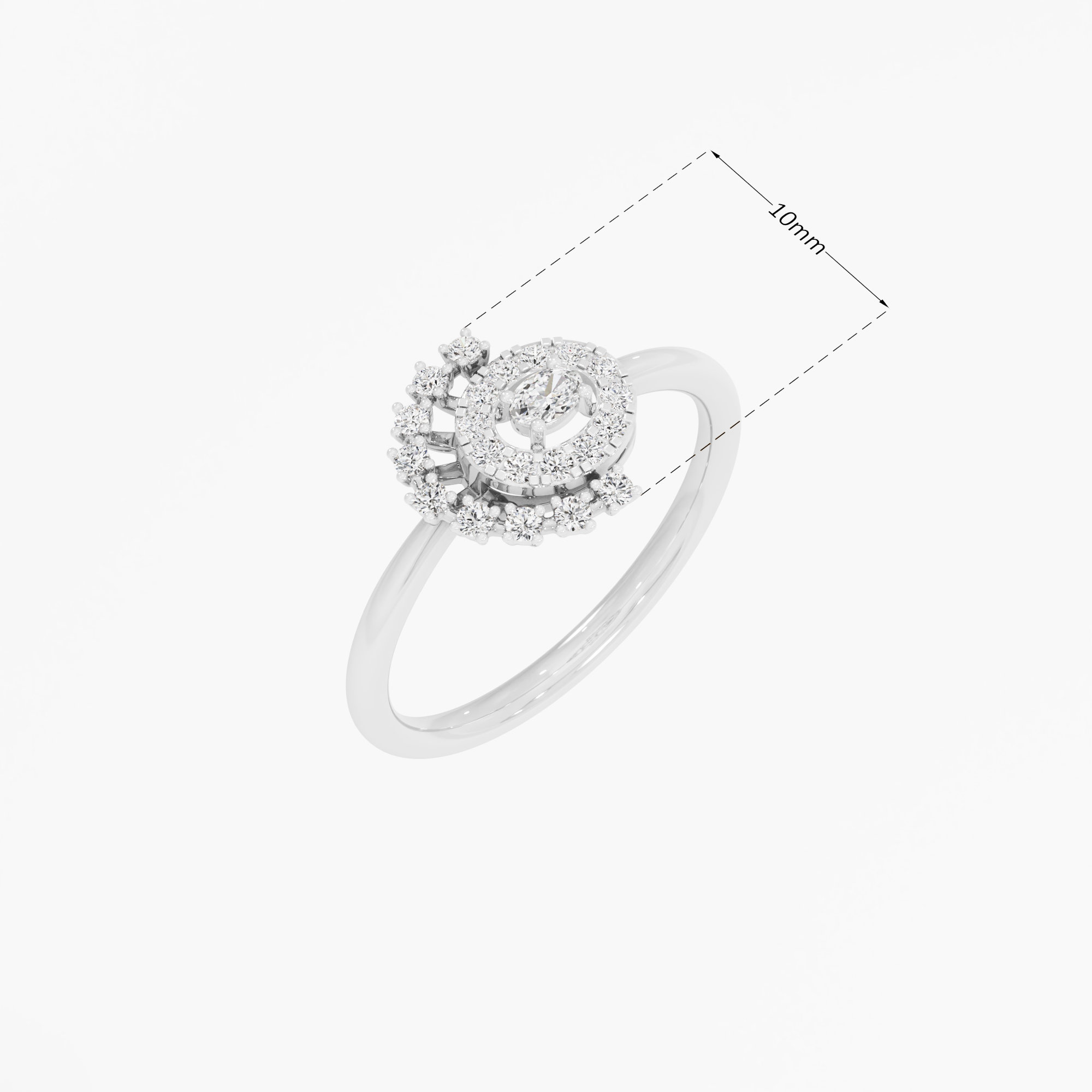Sunburst Halo Diamond Ring in 9KT White Gold (Diamond Quality: FG-VVS VS)