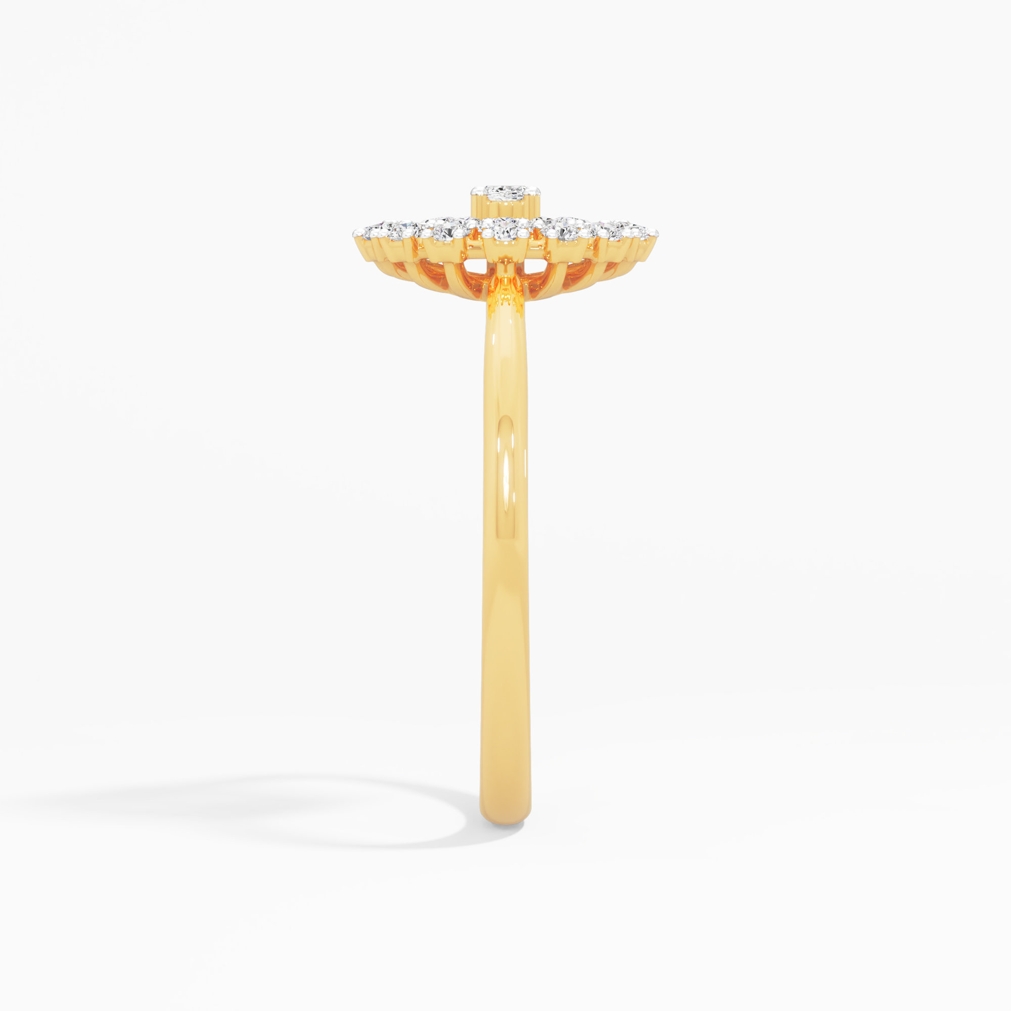Sunburst Halo Diamond Ring in 9KT Yellow Gold (Diamond Quality: FG-VVS VS)