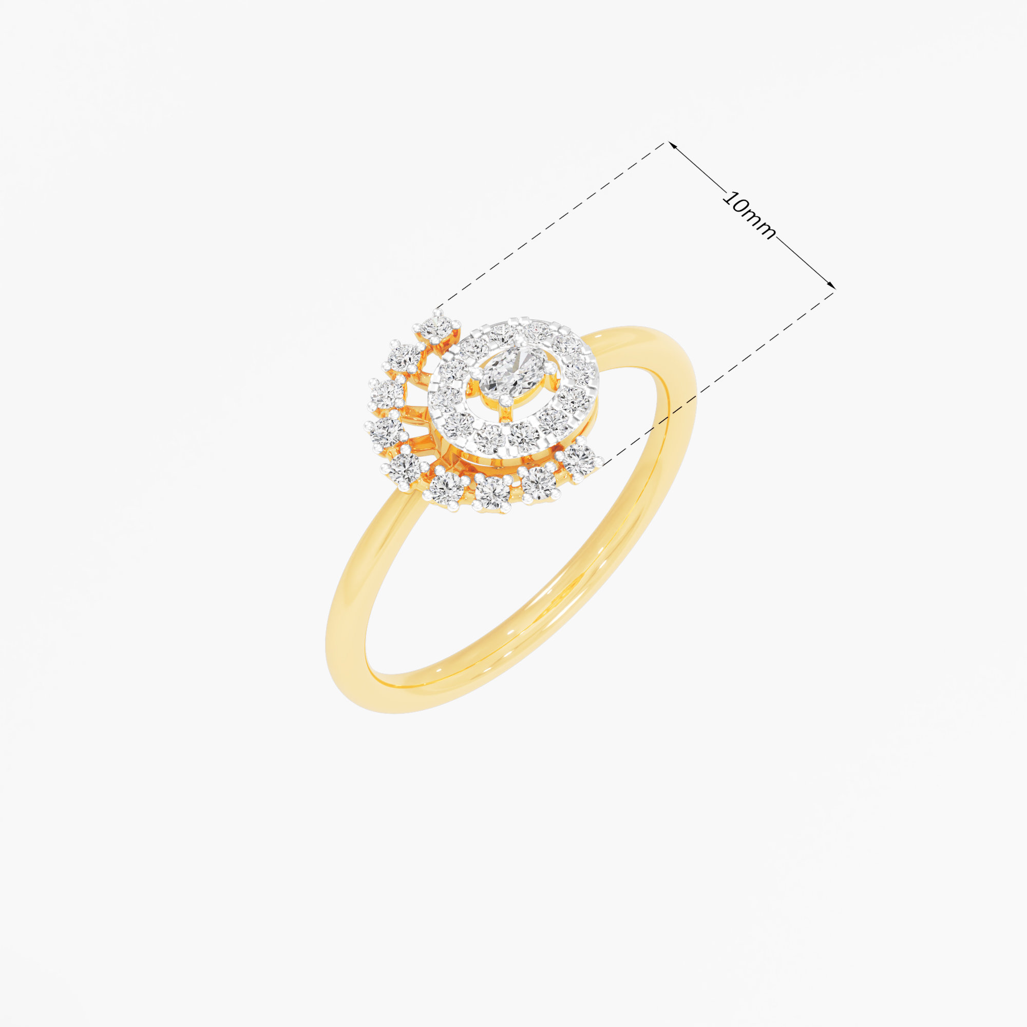 Sunburst Halo Diamond Ring in 9KT Yellow Gold (Diamond Quality: FG-VVS VS)