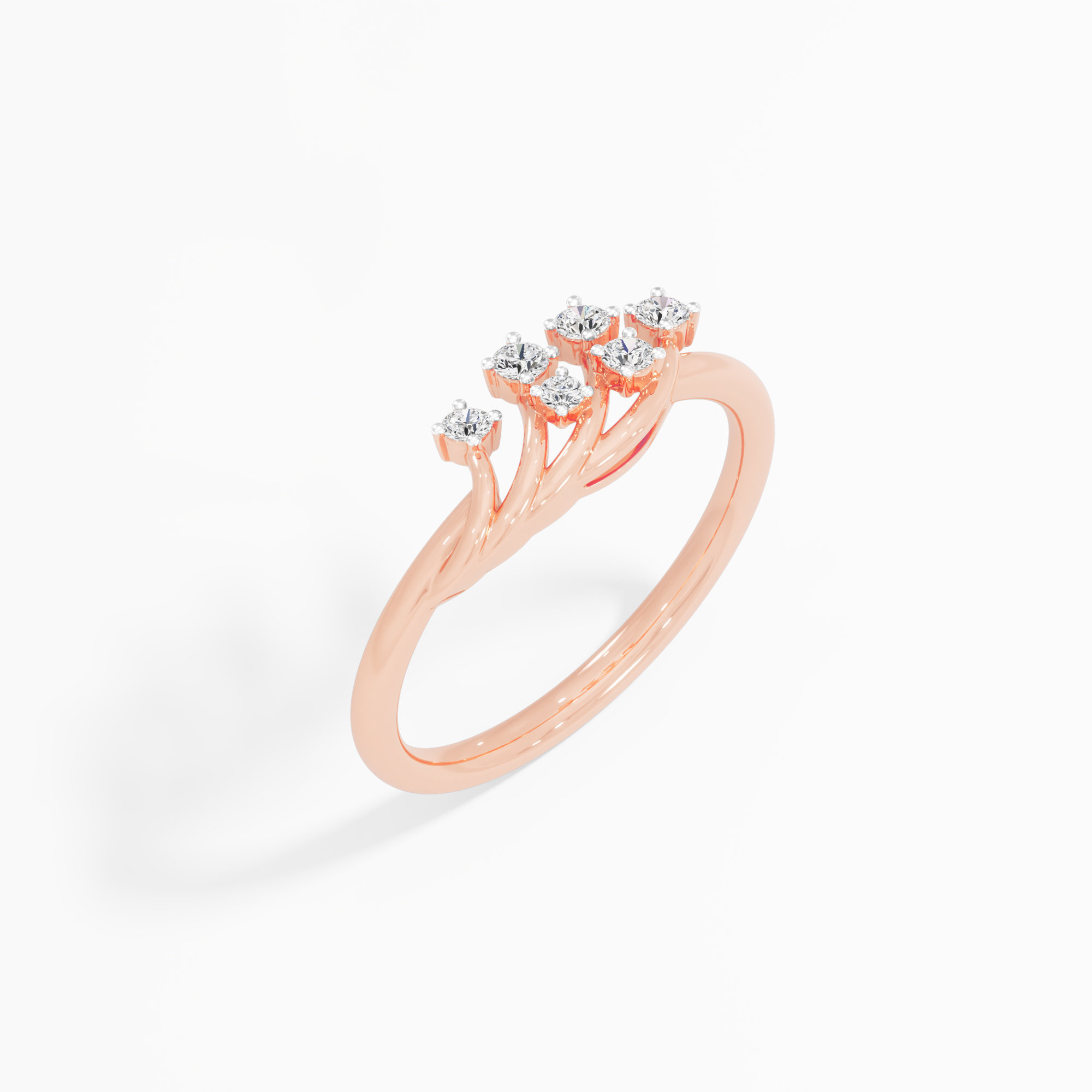 Ripple Twist Diamond Ring in 9KT Rose Gold (Diamond Quality: FG-VVS VS)