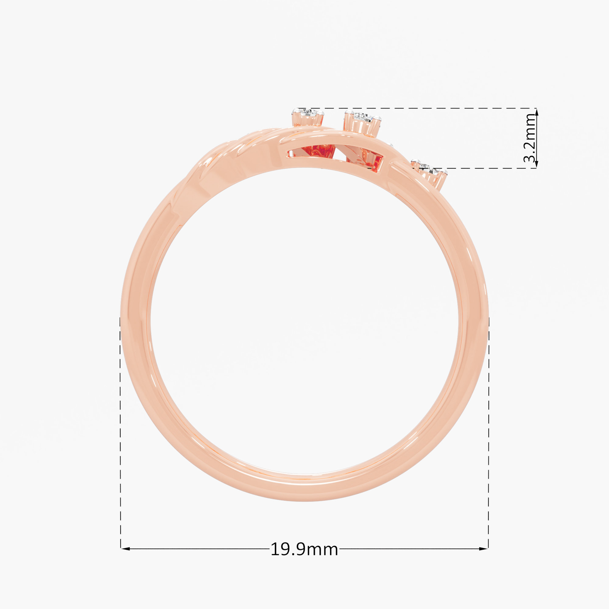Ripple Twist Diamond Ring in 9KT Rose Gold (Diamond Quality: FG-VVS VS)