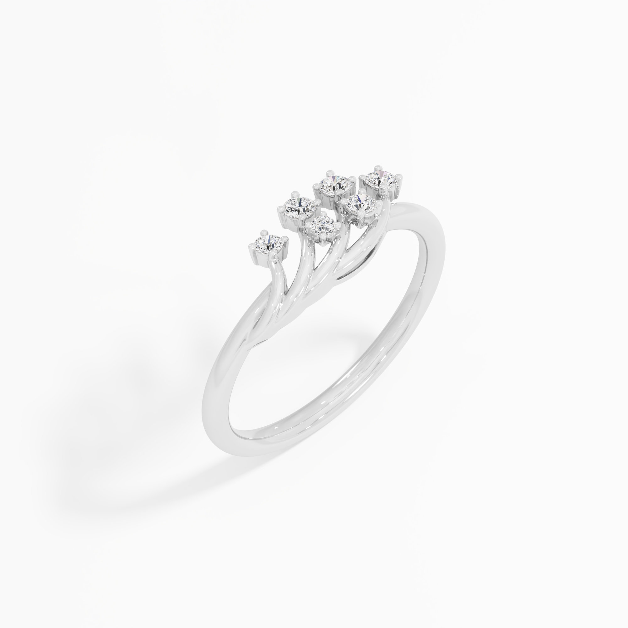 Ripple Twist Diamond Ring in 9KT White Gold (Diamond Quality: FG-VVS VS)