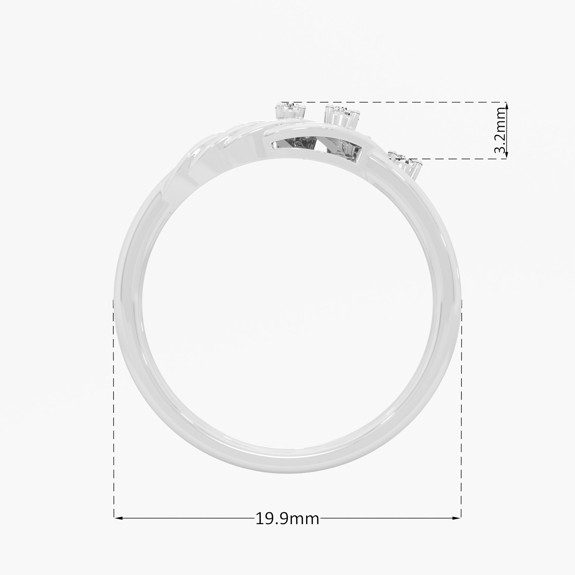 Ripple Twist Diamond Ring in 9KT White Gold (Diamond Quality: FG-VVS VS)