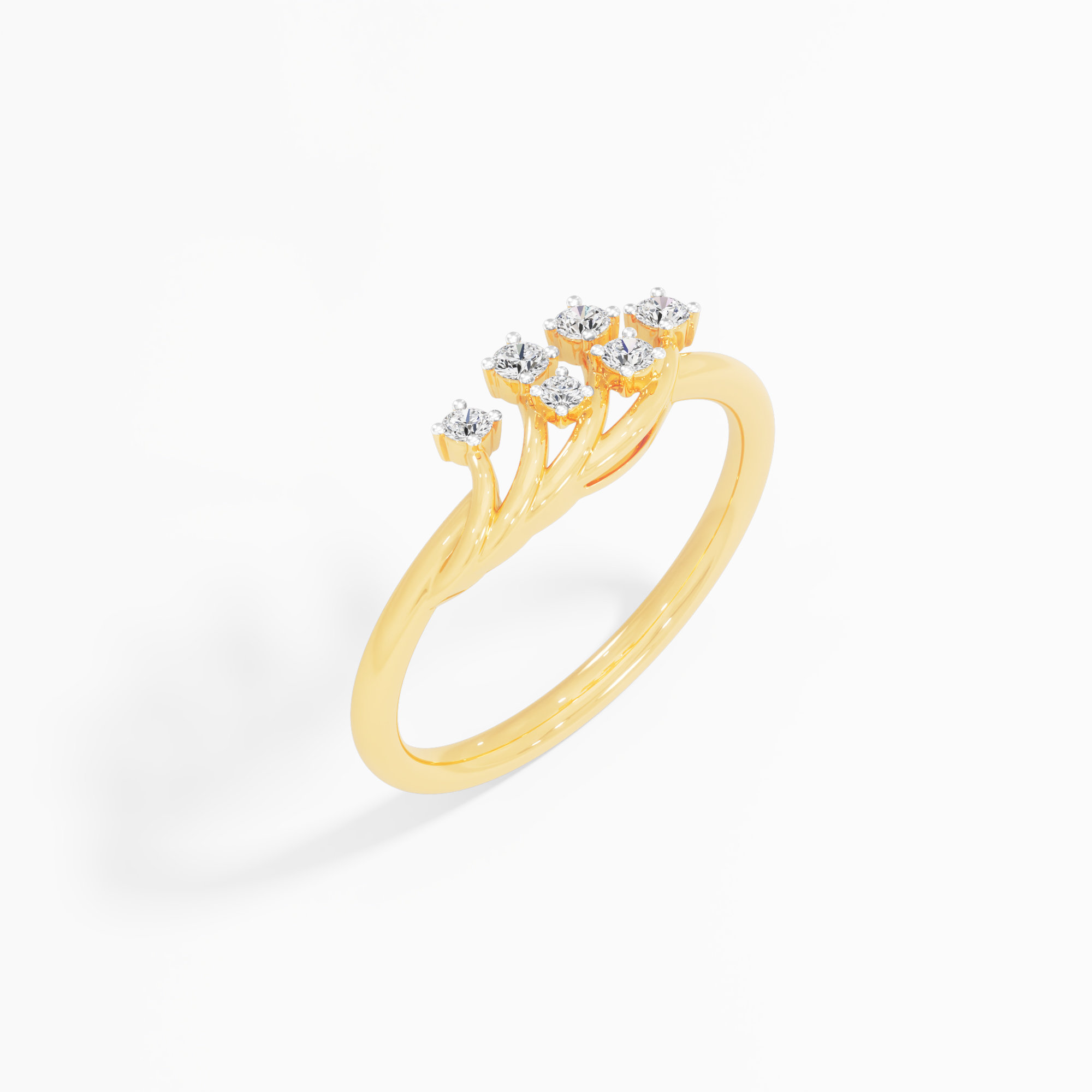 Ripple Twist Diamond Ring in 9KT Yellow Gold (Diamond Quality: FG-VVS VS)