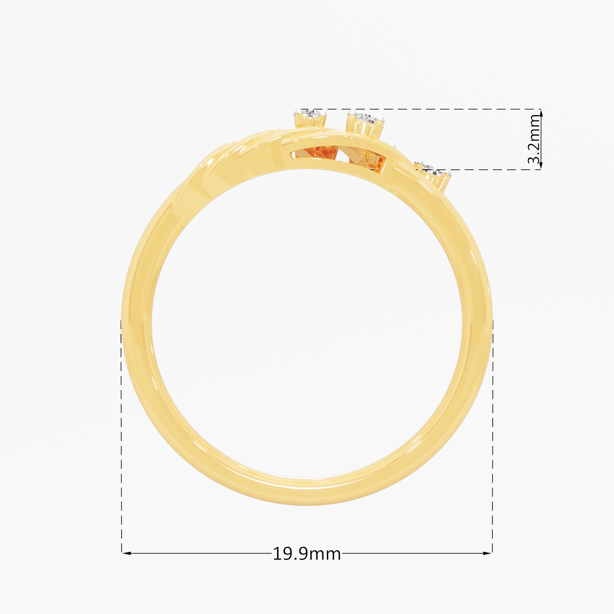Ripple Twist Diamond Ring in 9KT Yellow Gold (Diamond Quality: FG-VVS VS)