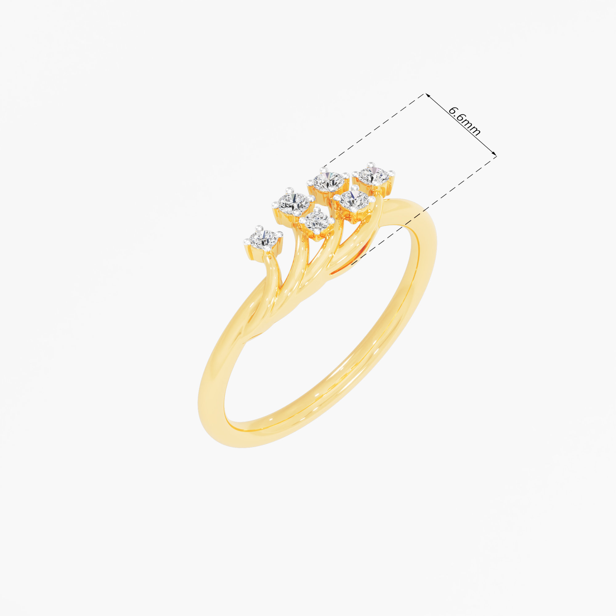 Ripple Twist Diamond Ring in 9KT Yellow Gold (Diamond Quality: FG-VVS VS)