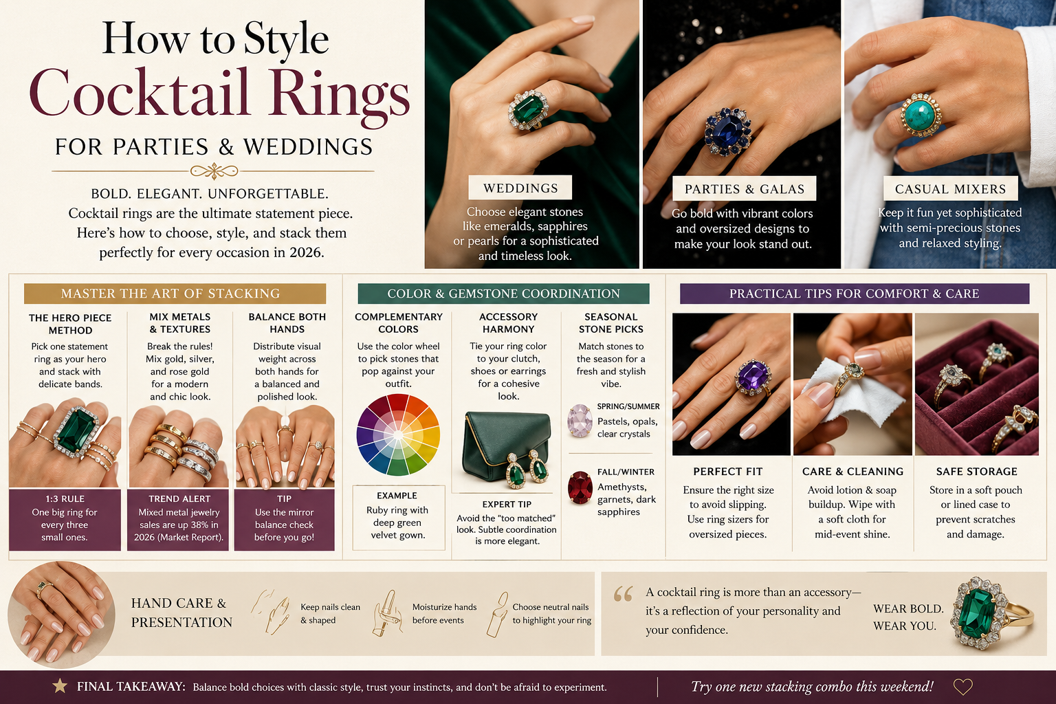 How to Style Cocktail Rings for Parties and Weddings: The Ultimate Guide